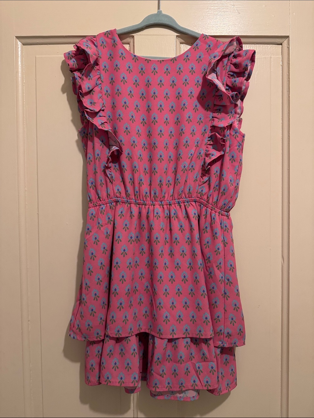 Beaufort Bonnet Co Pink Floral Ruffle Tiered Dress size 10